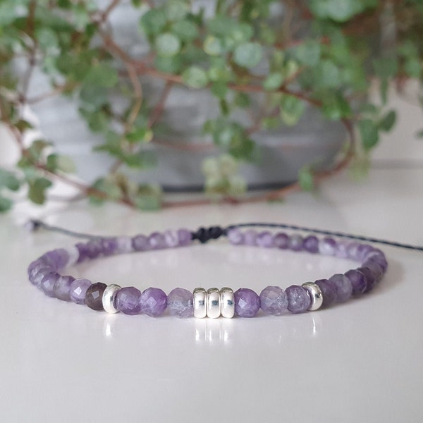 Amethyst Armband mit 925 Silber Perlen - Geburtsstein Februar - Edelsteine - boho - Hochzeit- bohemian chic - Gemstones - minimalistisch