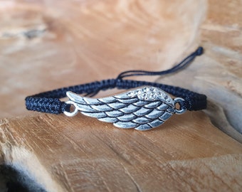 Makramee Armband mit Flügel - Engel - boho - Freundschaftsarmband - Gastgeschenk - Junggesellinnenabschied - Hochzeit - Engelsflügel