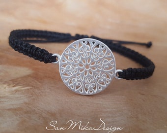 Makramee Armband mit Mandala Ornament - boho - Freundschaftsarmband - Hochzeit - Junggesellinnenabschied - Trauzeugin - Yoga - Geschenk