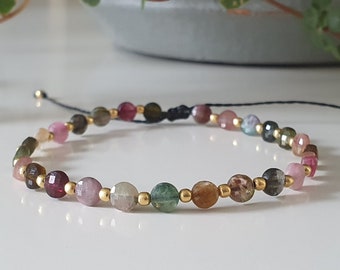 Tourmaline bracelet with 925 silver beads - tourmaline jewelry - gemstone bracelet - boho - bohemian jewelry - gemstones - minimalist