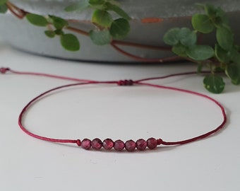 Delicate garnet bracelet - garnet jewelry - gemstone bracelet - filigree gemstone bracelet - friendship bracelet - boho chic - Gemstone