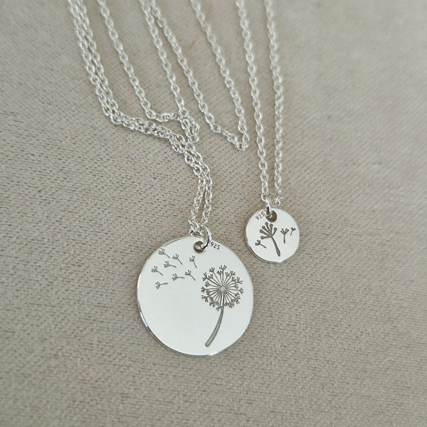 Ketten Set Mutter Tochter Pusteblume 925er Sterling Silber | Löwenzahn Kette | minimalistische Kette | Layering | Mutter Tochter Kette