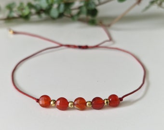 Zartes KARNEOL Armband mit 925 Silber Perlen - Carnelian Schmuck - Karneol Armband - Edelsteinarmband - boho - bohemian Schmuck - Gemstones