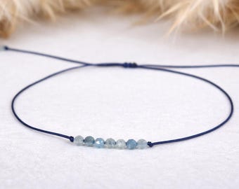 Pulsera delicada de aguamarina - Joyería de aguamarina - Gemas diminutas - Pulsera de piedras preciosas - Pulsera de filigrana de piedras preciosas - Pulsera de la amistad - Piedra preciosa