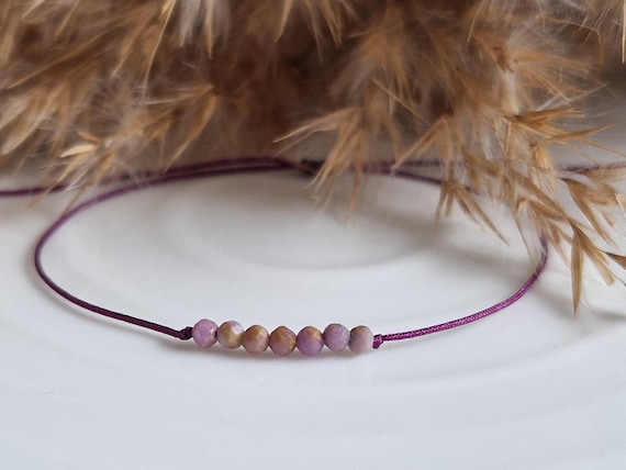 Zartes LEPIDOLITH Armband | Lepidolith Schmuck | Edelstein Armband | filigranes Edelsteinarmband | Freundschaftsarmband | Heilstein