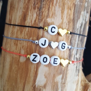 Pulseira inicial - pulseira com nome - personalizada - pulseira da amizade - coração - amor - macramê - casamento - despedida de solteira