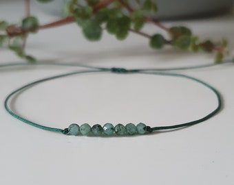 Delicate emerald bracelet - emerald jewelry - gemstone bracelet - filigree gemstone bracelet - friendship bracelet - boho chic - gemstone