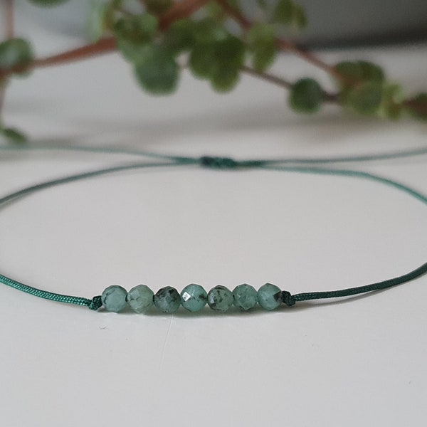 Delicate emerald bracelet - emerald jewelry - gemstone bracelet - filigree gemstone bracelet - friendship bracelet - boho chic - gemstone