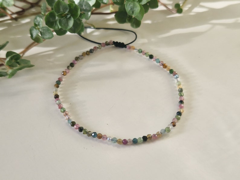 Delicate TOURMALINE bracelet | Gemstone bracelet | Gemstones | Gemstones | minimalist | elegant bracelet | Watermelon tourmaline | Healing stone image 4