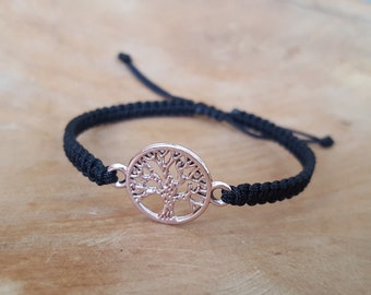 Makramee Armband mit rosegoldenem Lebensbaum - boho - rosé gold - minimalistisch - Freundschaftsarmband - geknotet - Chakra - Yoga - JGA