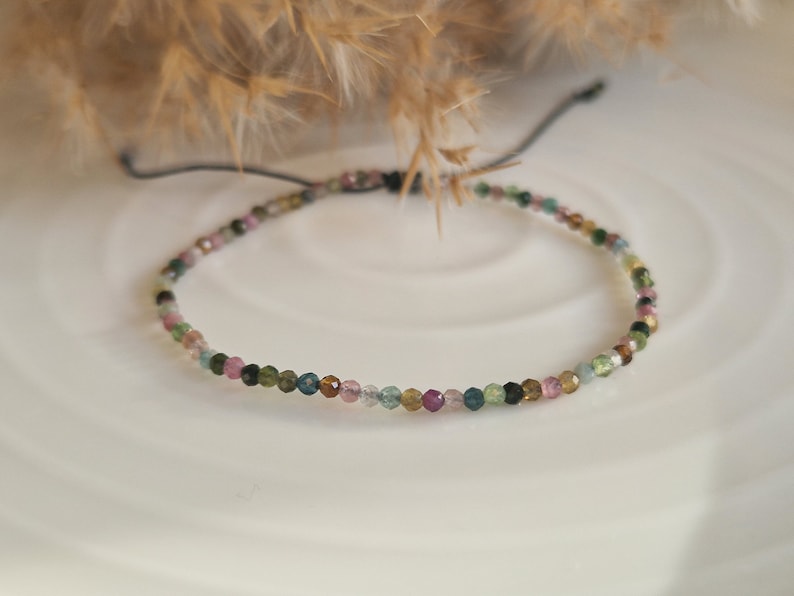 Delicate TOURMALINE bracelet | Gemstone bracelet | Gemstones | Gemstones | minimalist | elegant bracelet | Watermelon tourmaline | Healing stone image 1