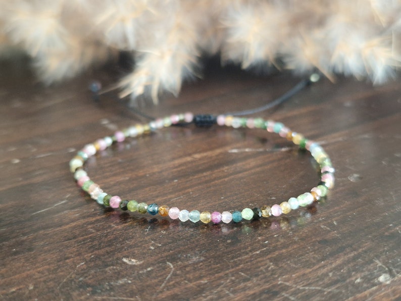 Delicate TOURMALINE bracelet | Gemstone bracelet | Gemstones | Gemstones | minimalist | elegant bracelet | Watermelon tourmaline | Healing stone image 3
