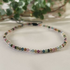 Delicate TOURMALINE bracelet | Gemstone bracelet | Gemstones | Gemstones | minimalist | elegant bracelet | Watermelon tourmaline | Healing stone image 2
