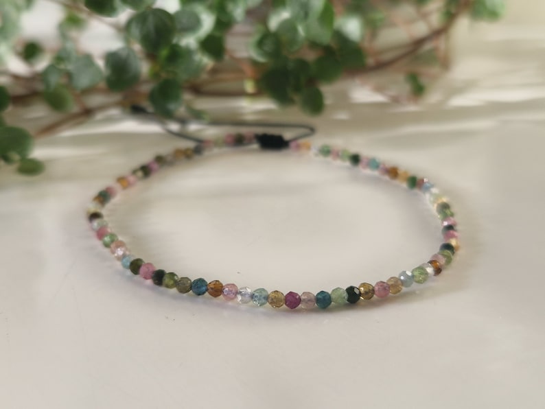 Delicate TOURMALINE bracelet | Gemstone bracelet | Gemstones | Gemstones | minimalist | elegant bracelet | Watermelon tourmaline | Healing stone image 2