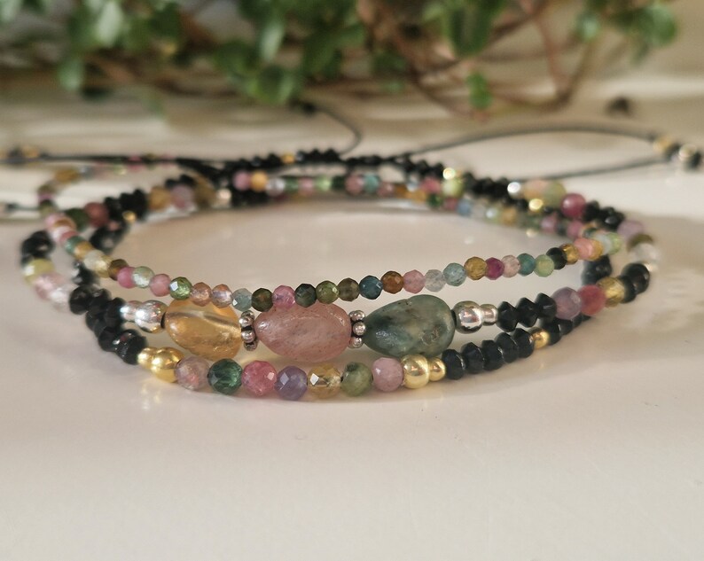 Delicate TOURMALINE bracelet | Gemstone bracelet | Gemstones | Gemstones | minimalist | elegant bracelet | Watermelon tourmaline | Healing stone image 6