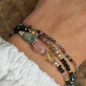Delicate TOURMALINE bracelet | Gemstone bracelet | Gemstones | Gemstones | minimalist | elegant bracelet | Watermelon tourmaline | Healing stone image 5