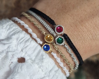 BIRTHSTONE BRACELET stainless steel | Macrame | Birthday |friendship bracelet | Gift | filigree | minimalist | Best Friends | BFF