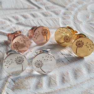 Dandelion stud earrings in 925 sterling silver gold-plated - dandelion - earrings - boho - wedding - gift for her