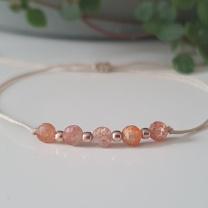 Delicate sunstone bracelet with 925 silver beads - Sunstone jewelry - Sunstone - Gemstone bracelet - boho - bohemian jewelry - Gemstones