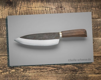 Couteau de chef en acier au carbone 20 cm, couteau de chef forgé à la main, acier au carbone, couteau de cuisine, forgé à la main, cadeau pour papa