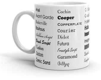 Graphic Design, Novelty Font Mug, Perfect Gift, Designer Gift, Coffee Cup