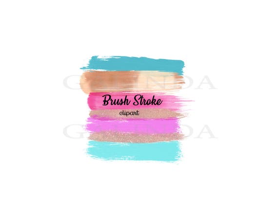 Brush Stroke Clip Art Paint Brush Clip Art Rose Gold Brush Etsy