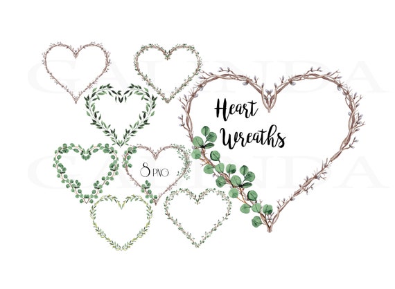 Eukalyptus Kranz Clipart Aquarell Herz Kranz Herz Blatter Etsy