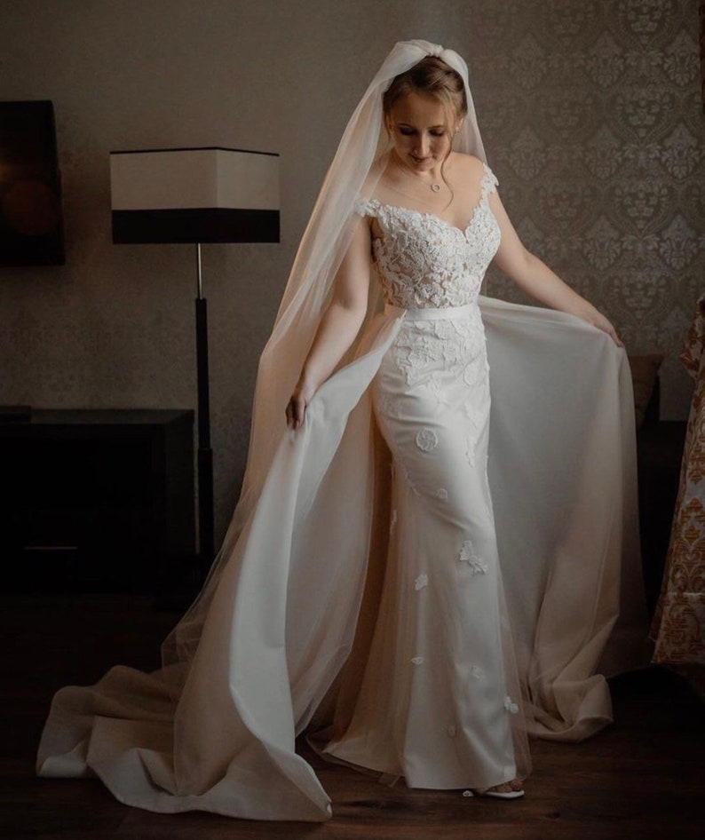 Detachable Train Wedding Dress Wedding Removable Skirt Boho Etsy