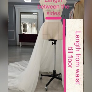 Nude detachable wedding skirt, White bridal removable skirt, Tulle wedding overskirt, Chapel train wedding dress image 9