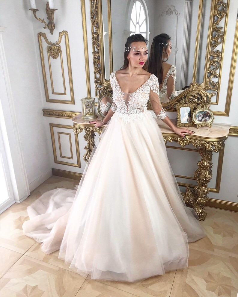 Wedding Dress 2020 Open Back Dress Deep V Neck Dress Boho Etsy
