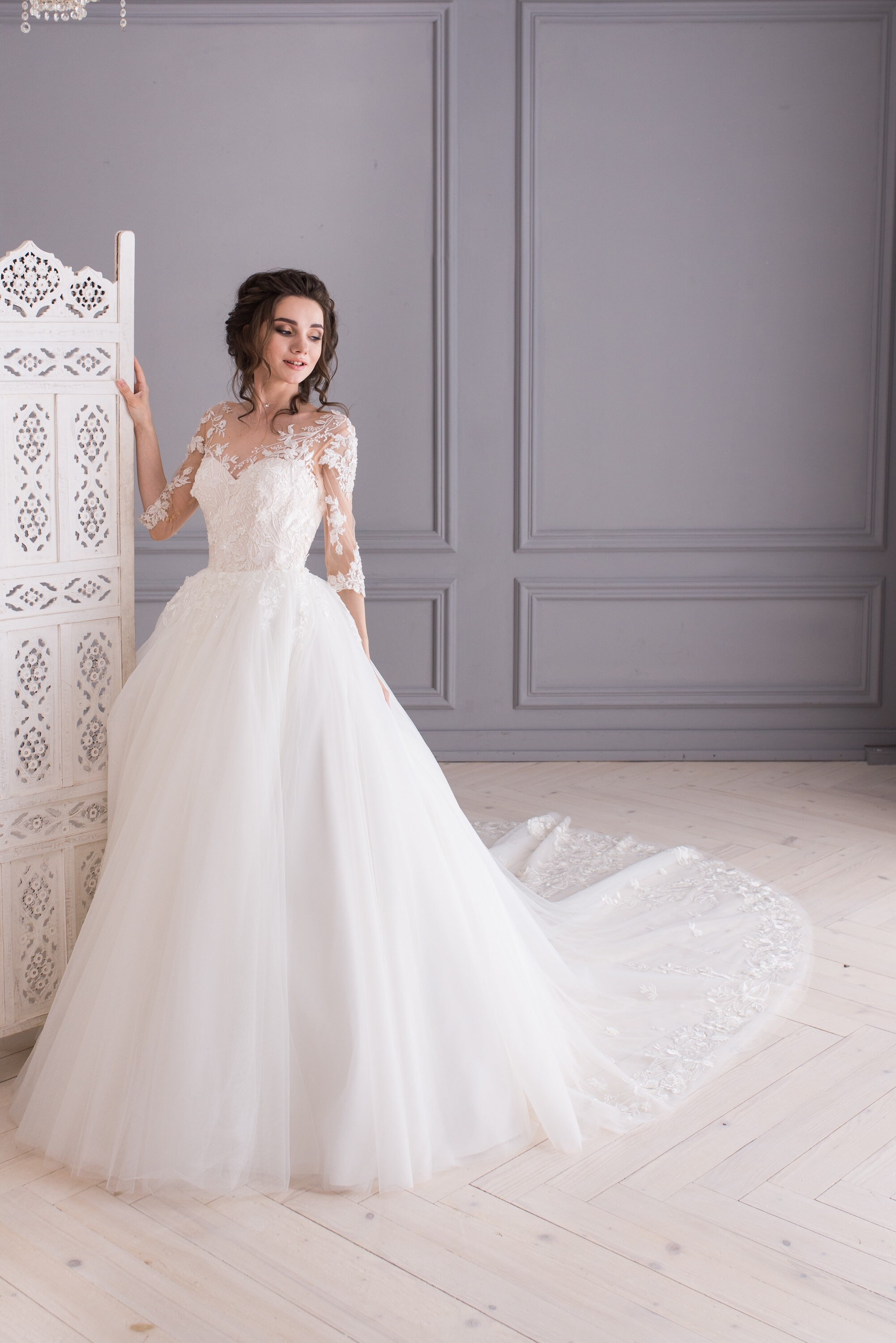 Flower corset wedding dress Fairytale wedding dress with Etsy