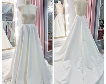 White satin wedding skirt, Bridal overskit, Satin skirt with cut in the leg, Sexy wedding skirt