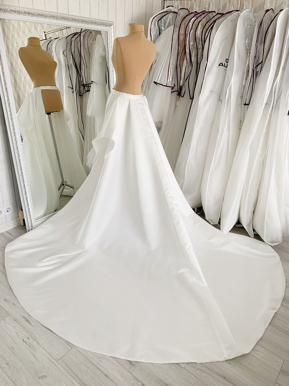 Satin overskirt cheap bridal