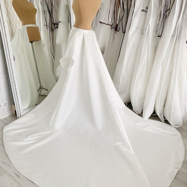 Detachable wedding skirt, bridal overskirt, satin train for wedding dress