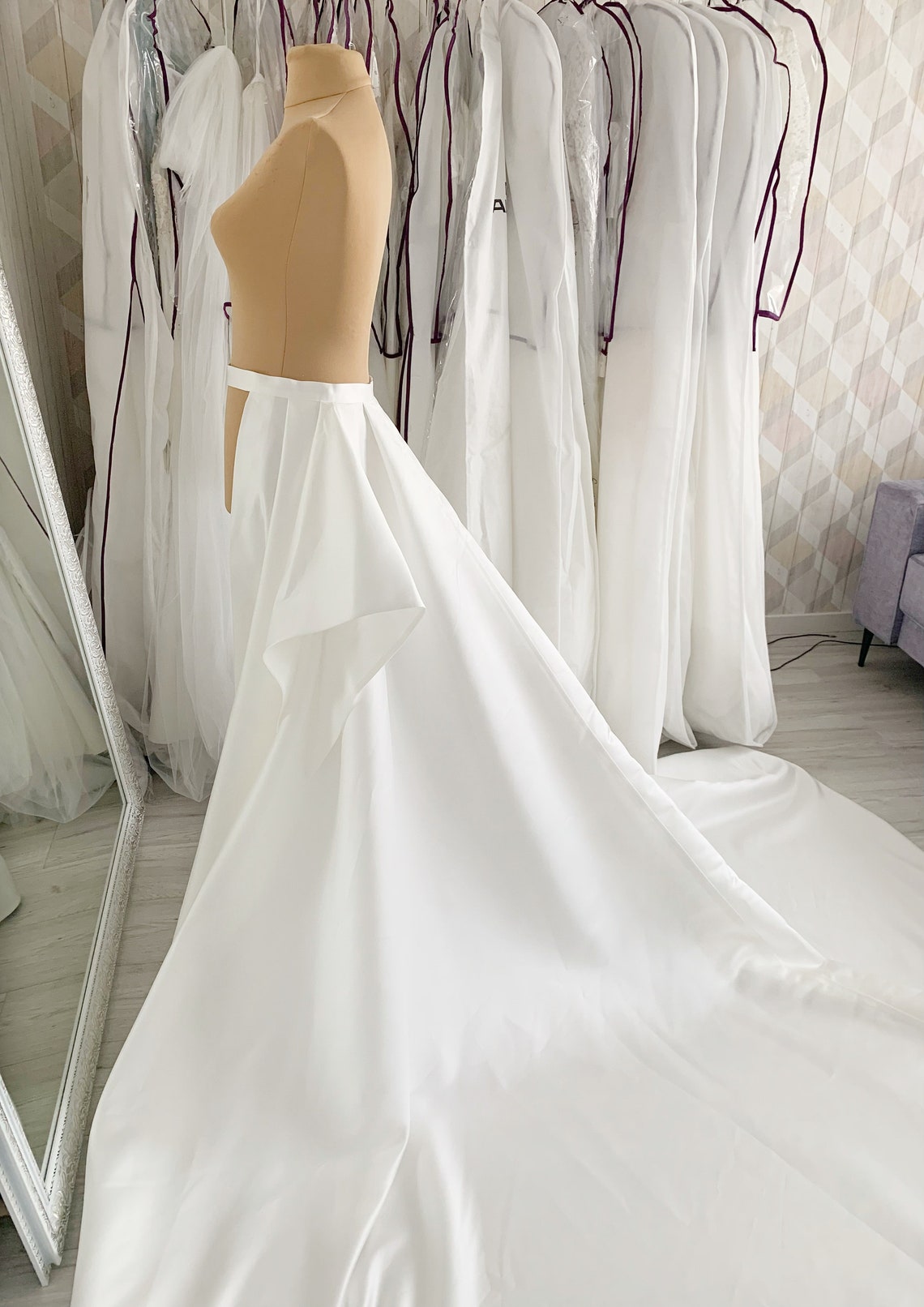 Detachable Wedding Skirt Bridal Overskirt Satin Train for - Etsy
