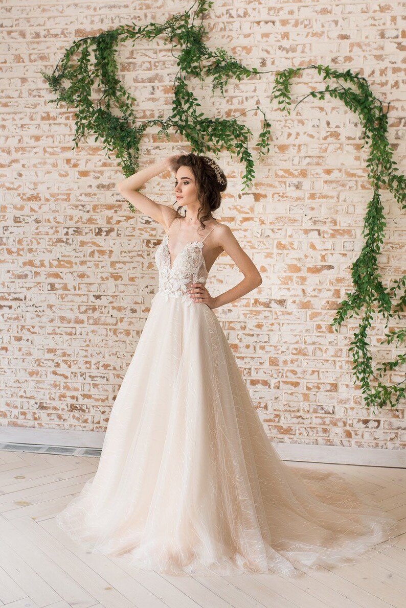 Fluffy wedding dress Cottagecore Boho wedding dress Bohemian | Etsy