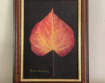 Painting Of An Autumn Leaf. Unique Hand-painted Autumn Picture.