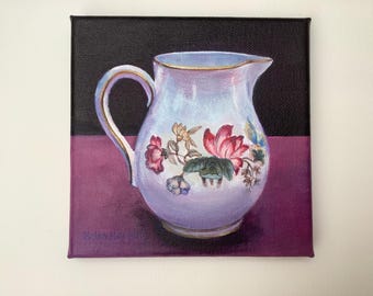 Small Milk Jug Painting. Hand Painted Original Acrylic Still Life
