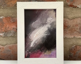 Hand-painted Abstract Picture. Collectible Miniature Art. Framed Original. Not A Print.