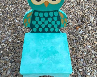 Hand-painted Owl Child’s Chair. Upcycled Nursery Furniture.