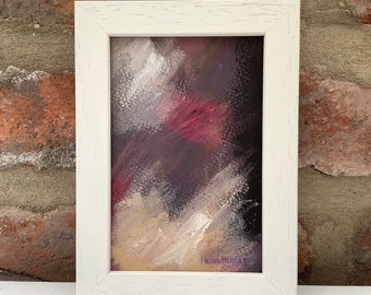 Hand-painted Abstract Picture. Collectible Miniature Art. Framed Original. Not A Print.