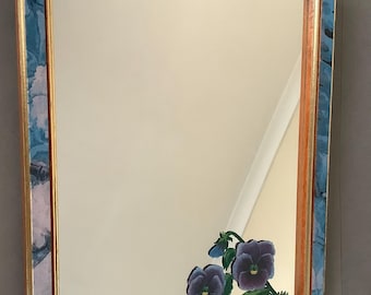 Hand-decorated Vintage Mirror. Small Pansy Mirror.