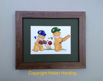 The Ashes Cricket Painting. Hand Painted Cricket Art.