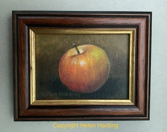 Painting Of An Apple. Hand-painted Collectible Fruit Art.