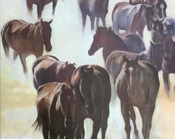 Canvas Print Of Horses Taken From An Oil Painting.