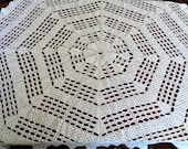 White Round Lace Crochet Tablecloth, Large Table Cover, 57 39 39 145cm