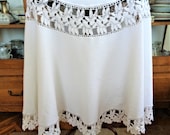 Vintage Lace Crochet Tablecloth, Large Round Tablecloth, White Cotton Table cloth, Wedding Table Decor, 63 39 39 162cm