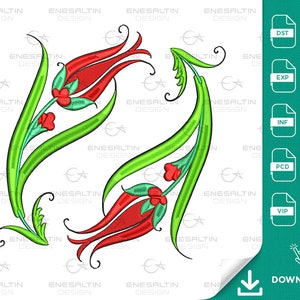 Floral Embroidery Design, Tulip Embroidery, Sewing Machine Embroidery Design Suitable for Pillows and Bags, 18 x 19 cm, Instant Download