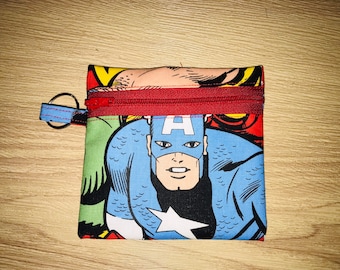 Iron man Thor marvel comic handmade fabric coin change purse zipper pouch
