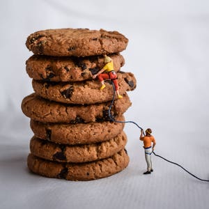 DIGITAL DOWNLOAD,miniature people,climbing,instant print,digital art,art photography,collectible art,printable art,climbers,cookies,food